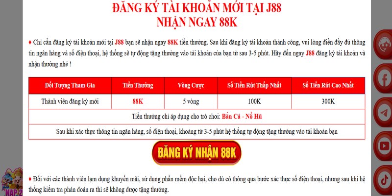 Ưu đãi khi bạn đăng ký J88